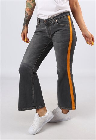 KICK FLARE SIDE STRIPE REWORKED JEANS FLARED UK 12 (H31C)