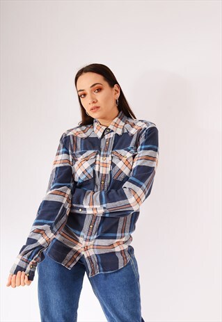 VINTAGE HOLLISTER CHECK FLANNEL SHIRT NAVY