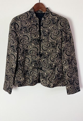 VINTAGE ORIENTAL BLACK AND METALLIC LIGHT JACKET