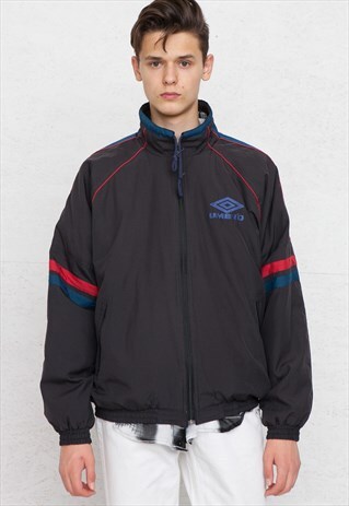 VINTAGE GREY UMBRO ZIP TRACK JACKET