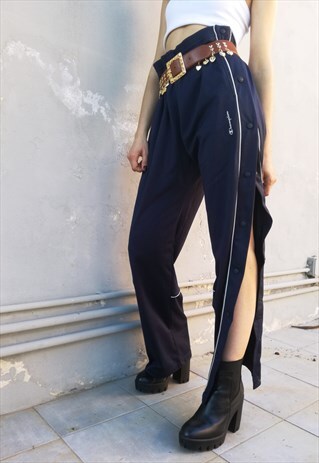 VINTAGE 90S BLUE CHAMPION TRACKSUIT POPPER TROUSERS