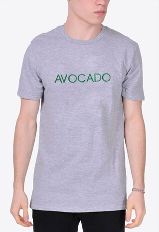 GREY AVOCADO T-SHIRT - EMBROIDERED