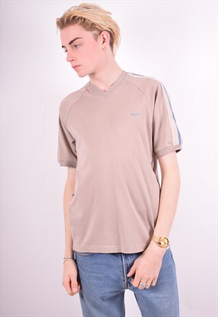 NIKE MENS VINTAGE T-SHIRT TOP MEDIUM BEIGE 90'S