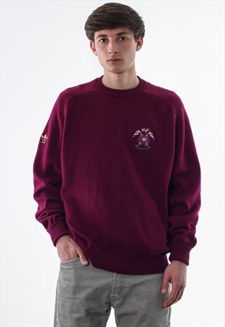 VINTAGE ADIDAS ORIGINALS GOLF SWEATER 90S PURPLE KNITTED