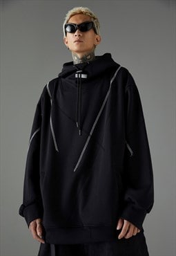 Utility hoodie Japanese style pullover gorpcore jumper black