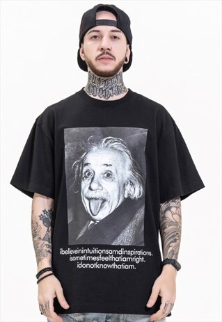SCIENTIST EINSTEIN PATTERN LOOSE T-SHIRT