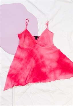 Vintage Rave Top Y2K Fairycore Tie Dye Cami in Pink