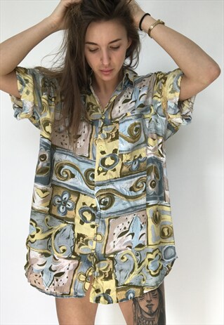 PATTERNED OVERSIZED RETRO VINTAGE UNISEX FESTIVAL SHIRT