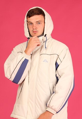 KAPPA CREAM AND BLUE HOODED COAT