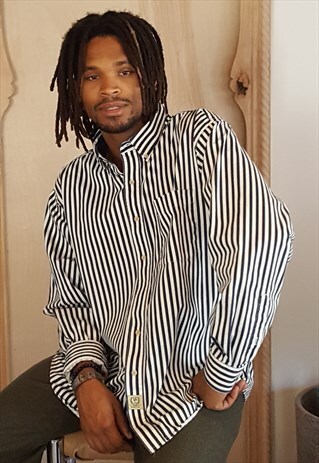 90S MINIMALIST CLASSIC LUXURY VERTICAL STRIPE SHIRT XL