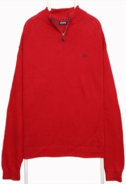 Chaps 90's Quarter Zip Knitted Jumper XXLarge (2XL) Red