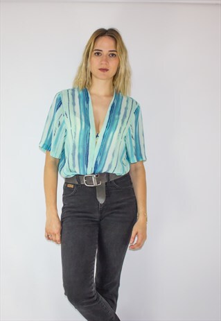 VINTAGE DEEP V REWORKED OCEAN BLOUSE