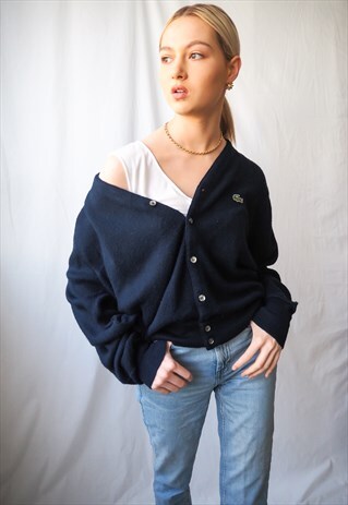 VINTAGE LACOSTE NAVY CARDIGAN