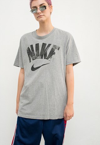 VINTAGE NIKE UNISEX TSHIRT GRAY SHORT SLEEVED