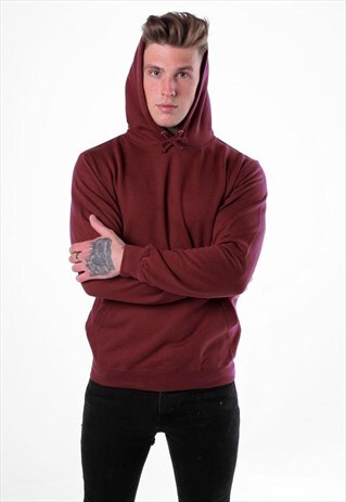 ESSENTIAL BLANK PULLOVER HOODY - BURGUNDY RED MAROON