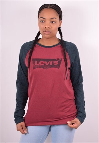 LEVI'S WOMENS VINTAGE TOP LONG SLEEVE SMALL MAROON 90S