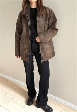Vintage Brown Boxy Leather Jacket
