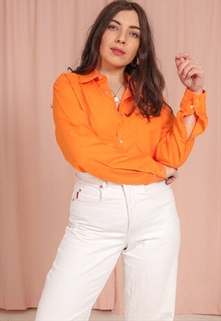 VINTAGE 70S OVERSIZED SHIRT IN ORANGE