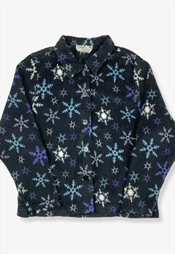 Vintage Snowflake Patterned Fleece Jacket Large BV13511