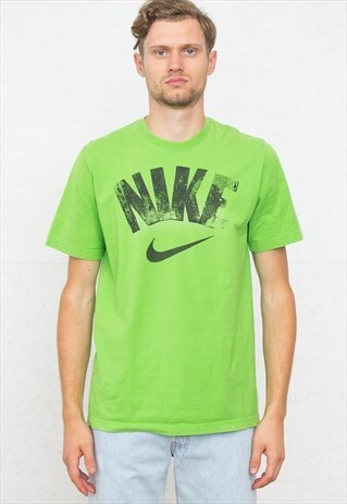 90S VINTAGE GREEN NIKE CREW NECK LOGO T-SHIRT