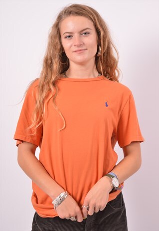 VINTAGE POLO RALPH LAUREN T-SHIRT TOP ORANGE