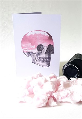 ATOMIC CLOUD BLANK GREETING CARD LILAC