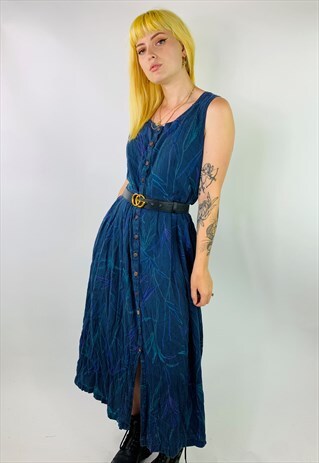 VINTAGE MONSOON FLORAL BLUE FLOATY DRESS