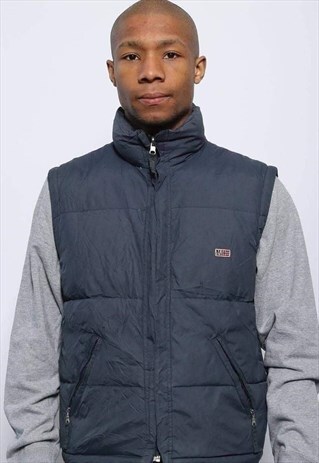 VINTAGE NAPAPIJRI LOGO PUFFER GILET BLUE