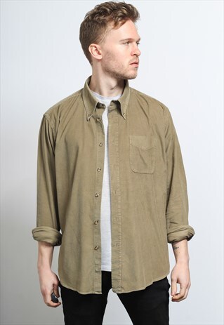 VINTAGE CORDUROY CORD SHIRT BROWN