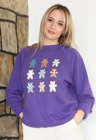 VINTAGE 90'S PURPLE TEDDY BEAR SWEATSHIRT