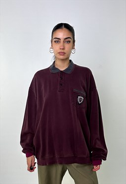 Maroon Burgundy 90s Hugo Boss Sweatshirt 