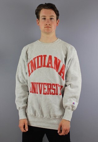 VINTAGE CHAMPION REVERSE WEAVE SWEATSHIRT IN GREY WITH EMBRO