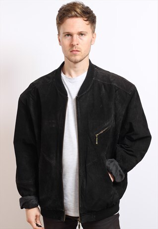 VINTAGE OVERSIZED SUEDE BOMBER JACKET