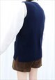 90S VINTAGE NAVY WAISTCOAT CARDIGAN (SIZE M)