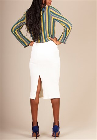 CREAM CORDUROY SKIRT