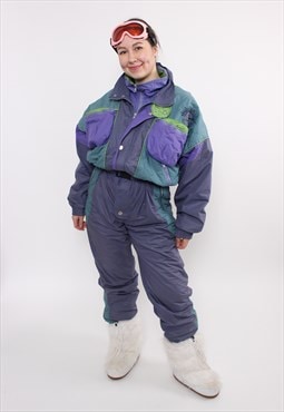 90s vintage ski suit, one piece ski jumpsuit, women