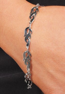Silver Flame Repeat Y2K 00s Bracelet Wrist Chain