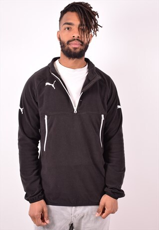 PUMA MENS VINTAGE FLEECE JUMPER MEDIUM BLACK 90S