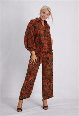 Green Printed Relaxed Fit Trouser