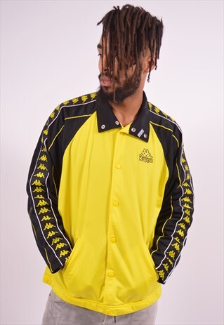 KAPPA MENS VINTAGE TRACKSUIT TOP JACKET MEDIUM YELLOW 90S