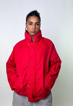 Red 80s Moncler Grenoble Puffer Jacket Coat