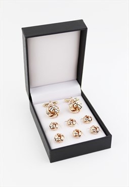 Rose Gold Tuxedo Cufflink & Studs Set