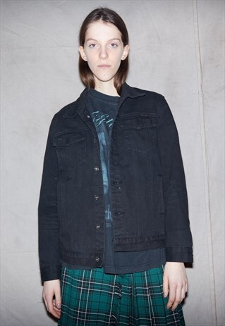 90S CLASSIC OLDSCHOOL BLACK UNISEX DENIM JACKET