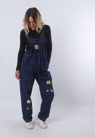 DENIM DUNGAREES JEANS 90'S VINTAGE UK 18 (EAHA)