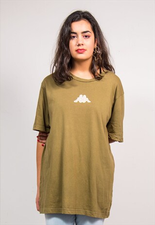 VINTAGE 90'S KHAKI GREEN KAPPA T-SHIRT