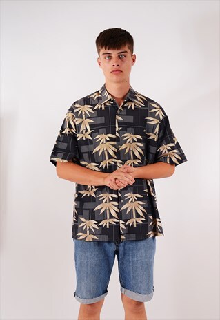 VINTAGE OVERSIZED PIERRE CARDIN HAWAIIAN SHIRT BROWN/GREY