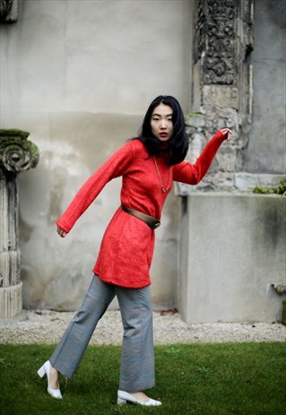 FLUFFY WARM RED DRESS