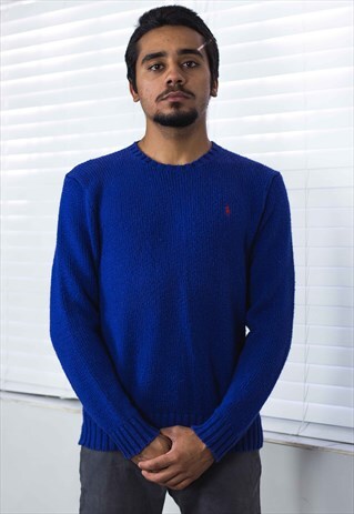 VINTAGE POLO RALPH LAUREN JUMPER SWEATER LOGO 90S M 16.7