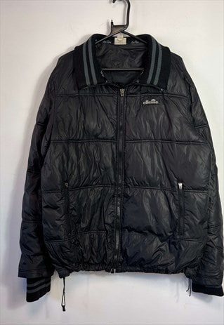 VINTAGE BLACK ELLESSE PUFFER JACKET LARGE