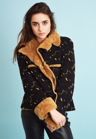 90'S RETRO SUEDE & FAUX FUR WARM SHERPA SHEARLING JACKET